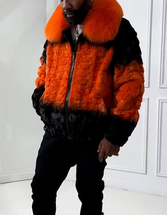 Orange-Black Loose Coat