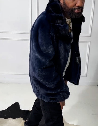 Blue Suede Short Jacket