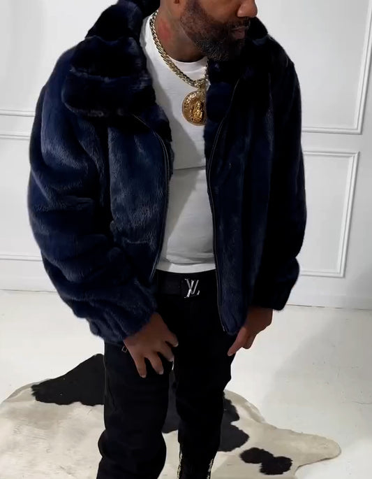 Blue Suede Short Jacket