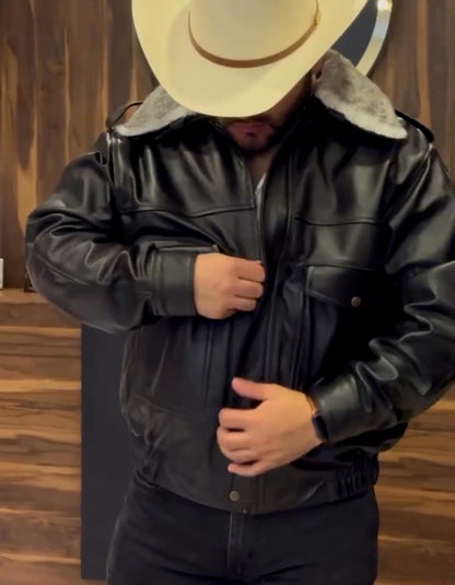 Fleece-Lined Leather Jacket