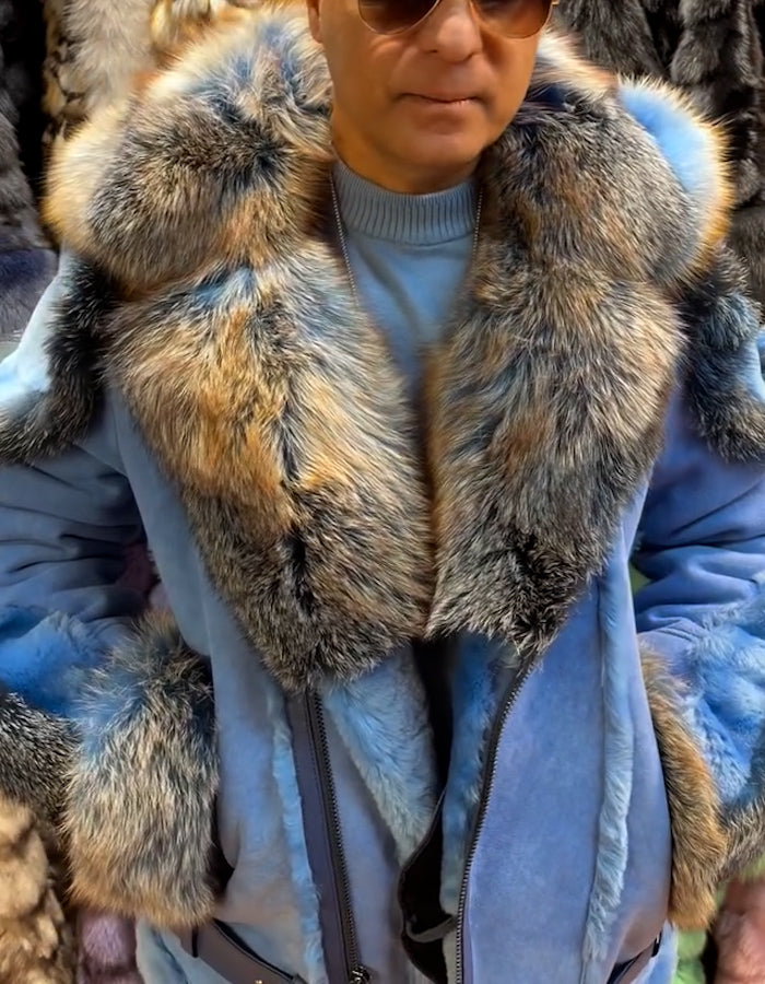 Blue Fur Warm Coat