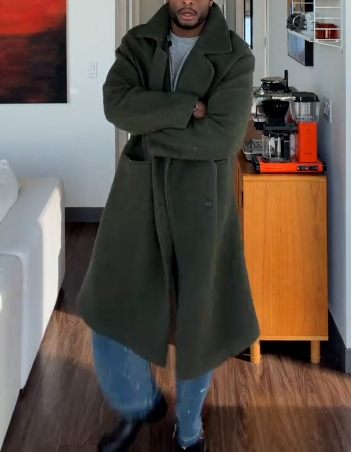 Green Casual Midi Jacket