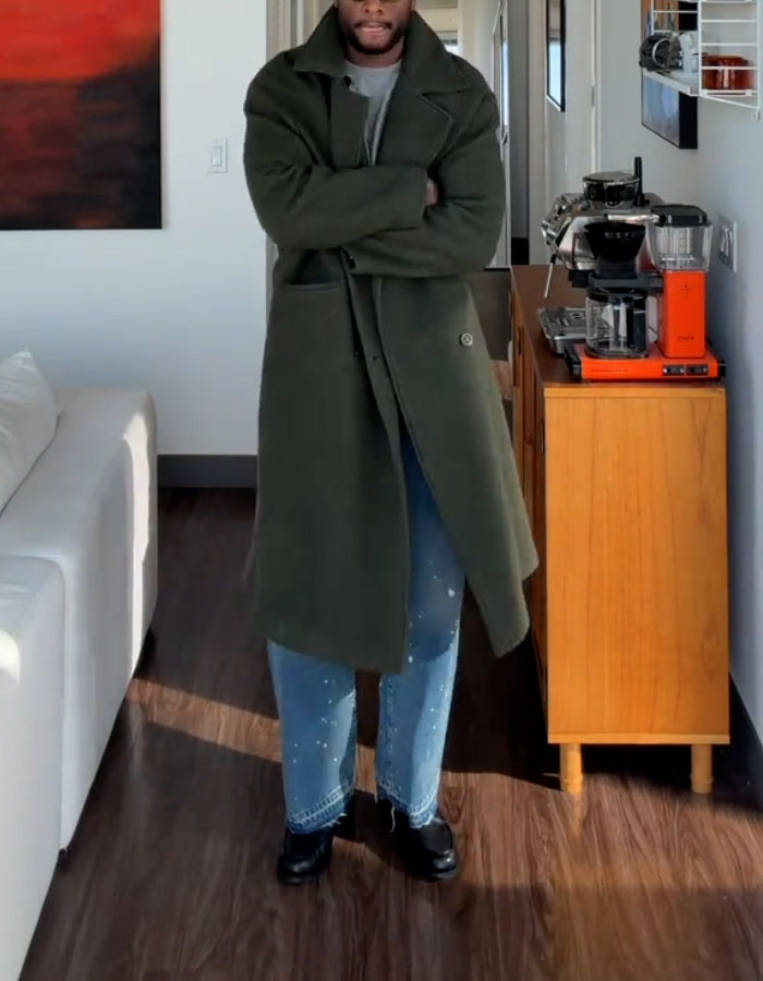 Green Casual Midi Jacket