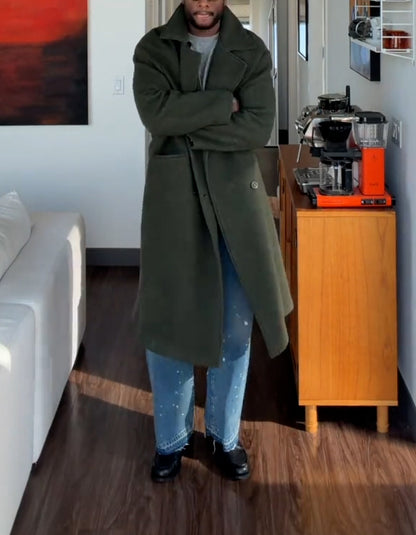 Green Casual Midi Jacket