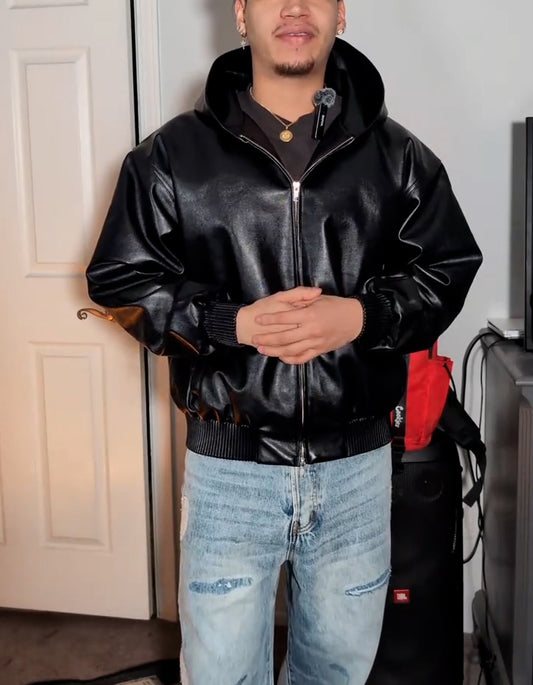 Shake Wear Leather Bomber Jacket