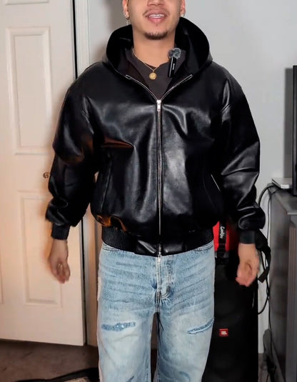 Shake Wear Leather Bomber Jacket