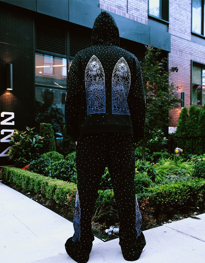 Black Shiny Casual Two-Pieces Sets