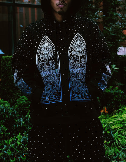 Black Shiny Casual Two-Pieces Sets