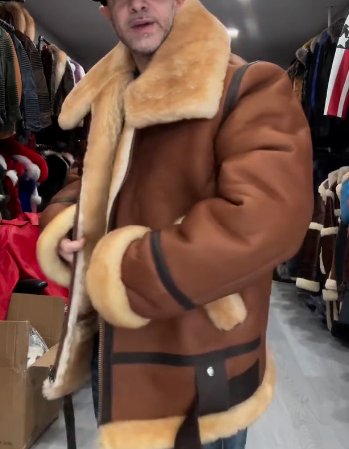 Brown Warm Shearling Coat
