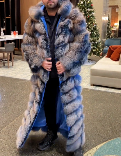 Blue Fur Long Coat