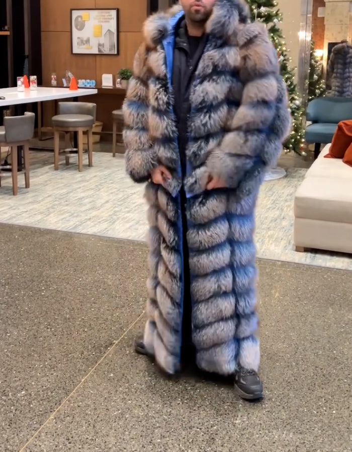 Blue Fur Long Coat