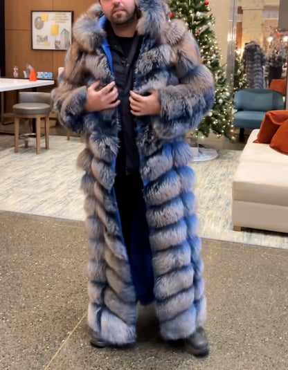 Blue Fur Long Coat