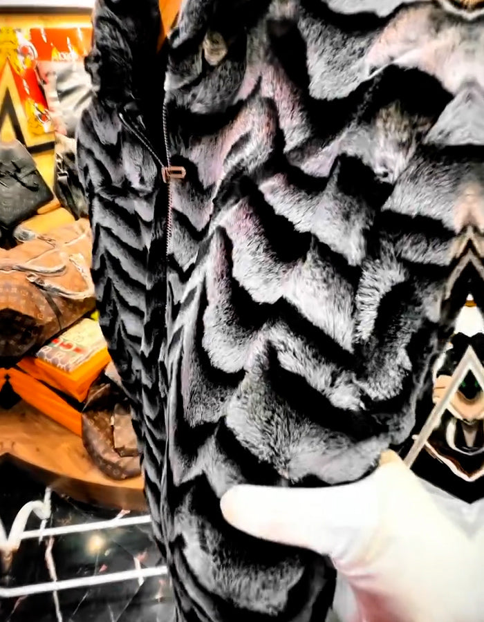 Black-Gray Suede Coat