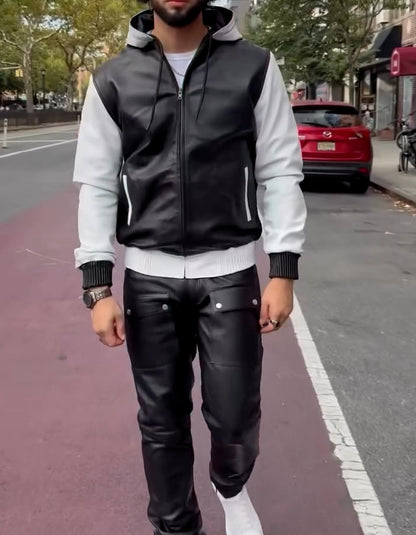 Patchwork Leather Slim Sets