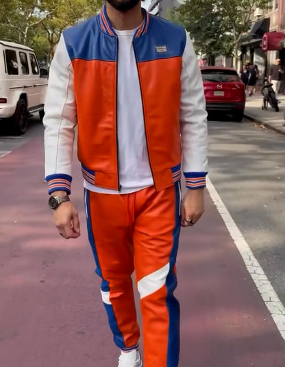 Patchwork Leather Slim Sets