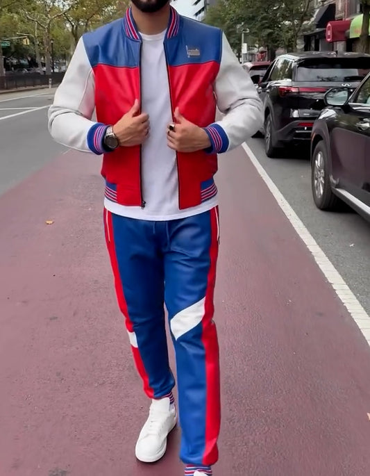 Patchwork Leather Slim Sets