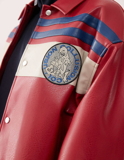 Red Leather Casual Jacket