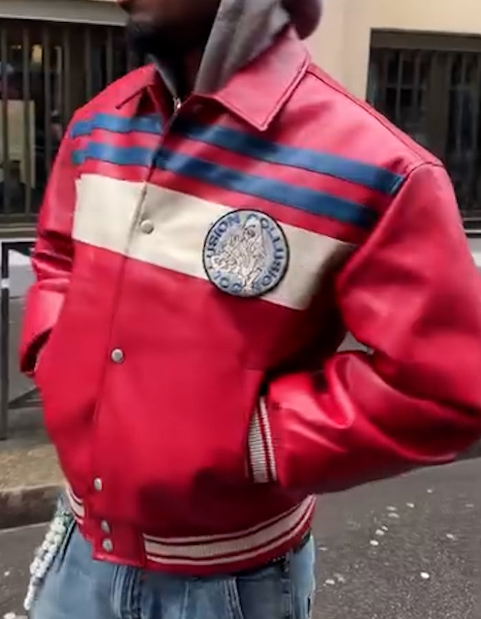 Red Leather Casual Jacket