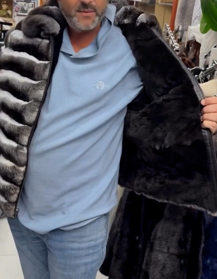 Gray Strip Short Coat