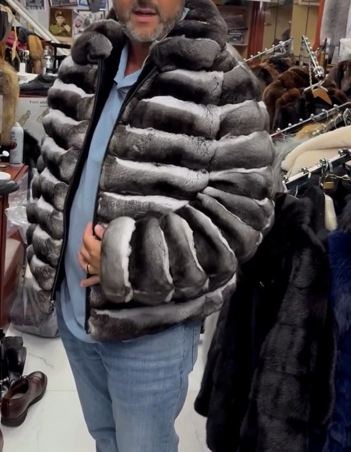 Gray Strip Short Coat