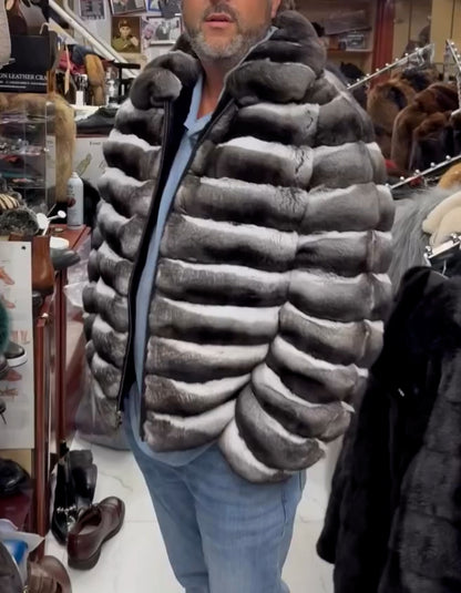 Gray Strip Short Coat