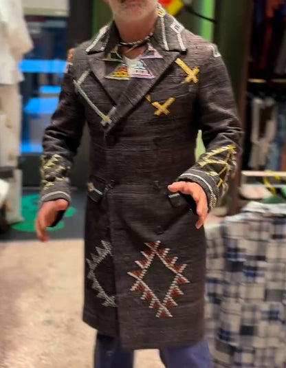 Gray Embroidered Long Jacket