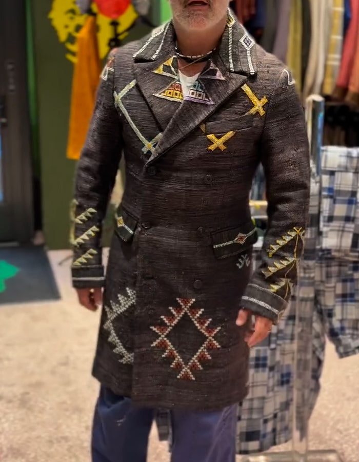 Gray Embroidered Long Jacket