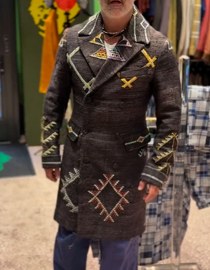 Gray Embroidered Long Jacket