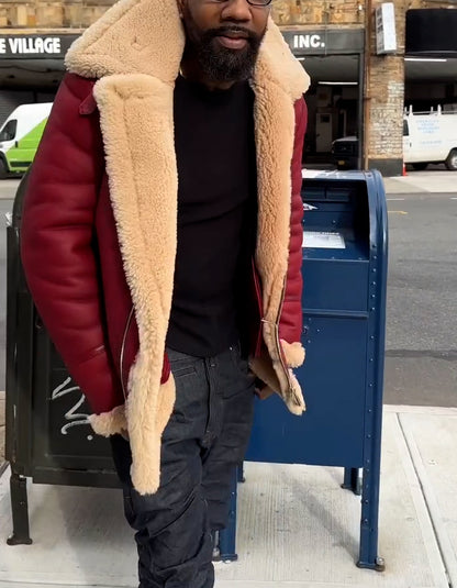 Red Shearling Short Jacket