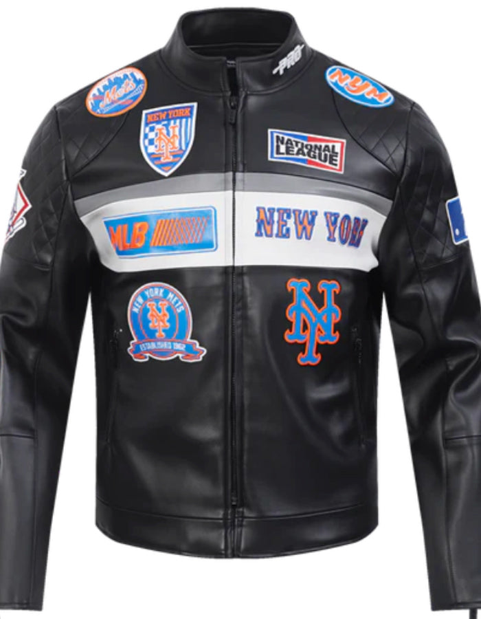 Mets Leather Slim Jacket