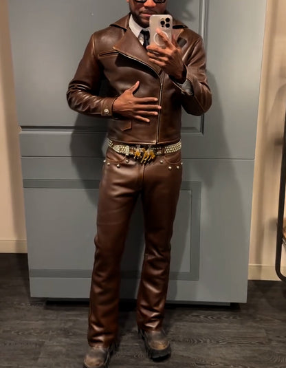 Brown Leather Slim Sets