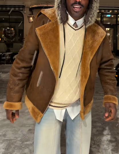 Brown Fleece-Lined Short Jacket