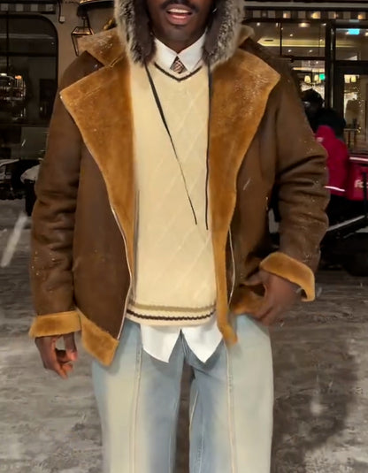 Brown Fleece-Lined Short Jacket