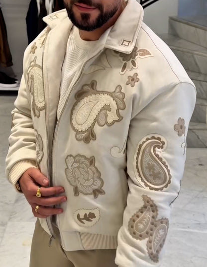 White Casual Pattern Jacket