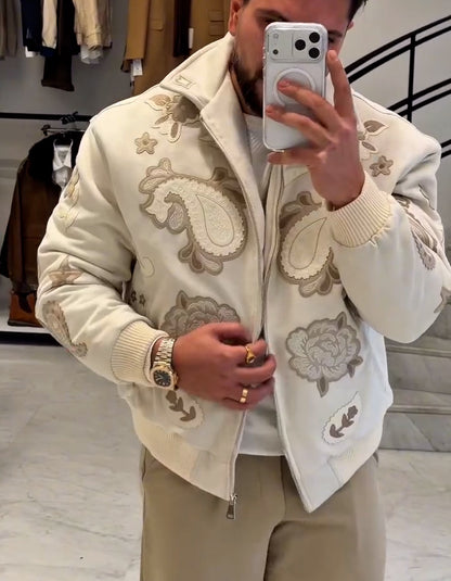 White Casual Pattern Jacket