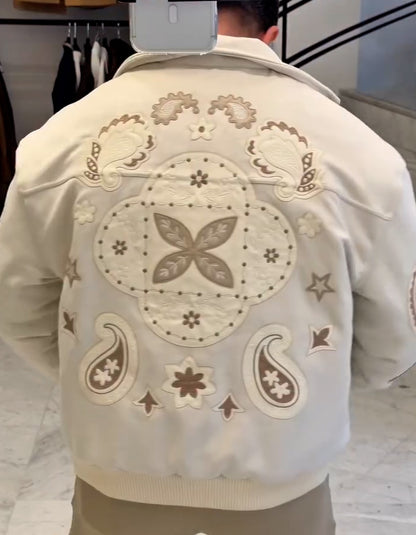 White Casual Pattern Jacket