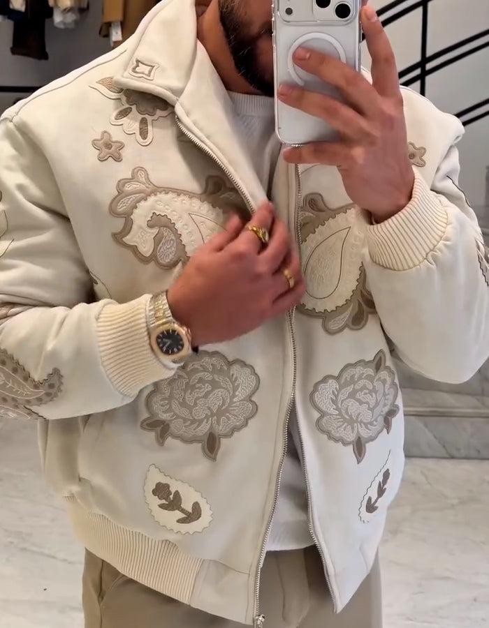 White Casual Pattern Jacket