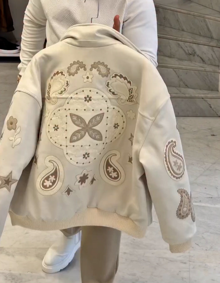 White Casual Pattern Jacket