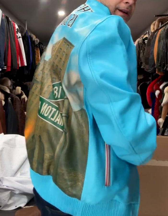 Blue Leather Loose Jacket