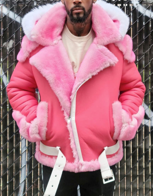 Pink Shearling Chic Jacket
