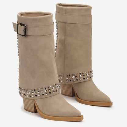 Glitter Block-Heeled Boots