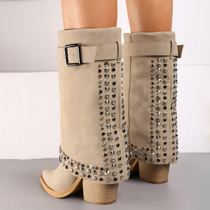 Glitter Block-Heeled Boots