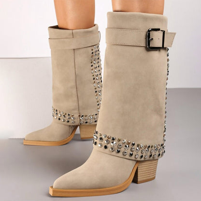 Glitter Block-Heeled Boots