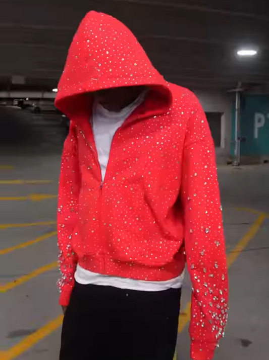 Diamond Embellished Hooded Coat